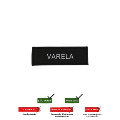 Ind. ident. individual em velcro 7,5x2,5 cm Ind. ident. individual em velcro 7,5x2,5 cm