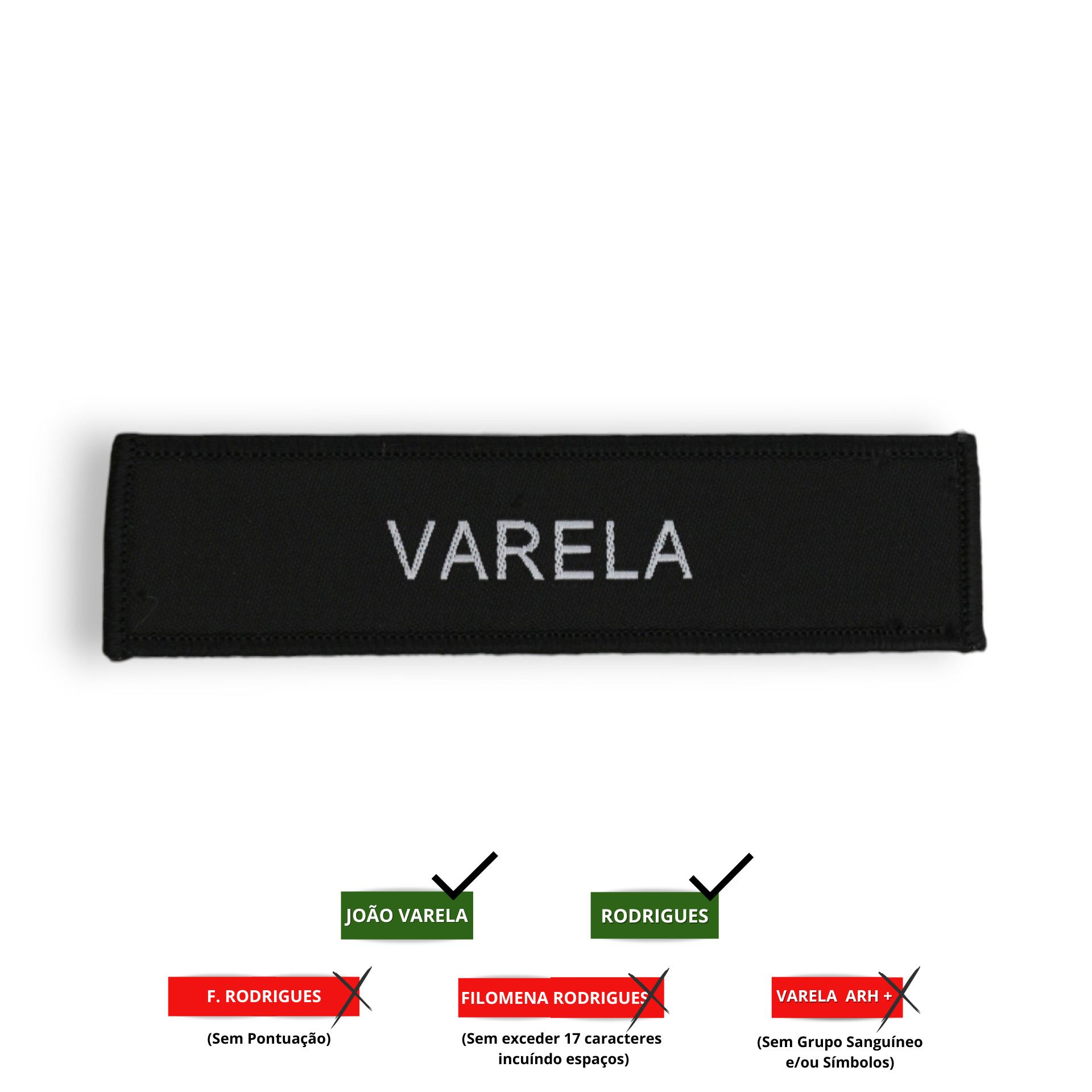 Ind. ident. individual em velcro 10,0x2,5 cm